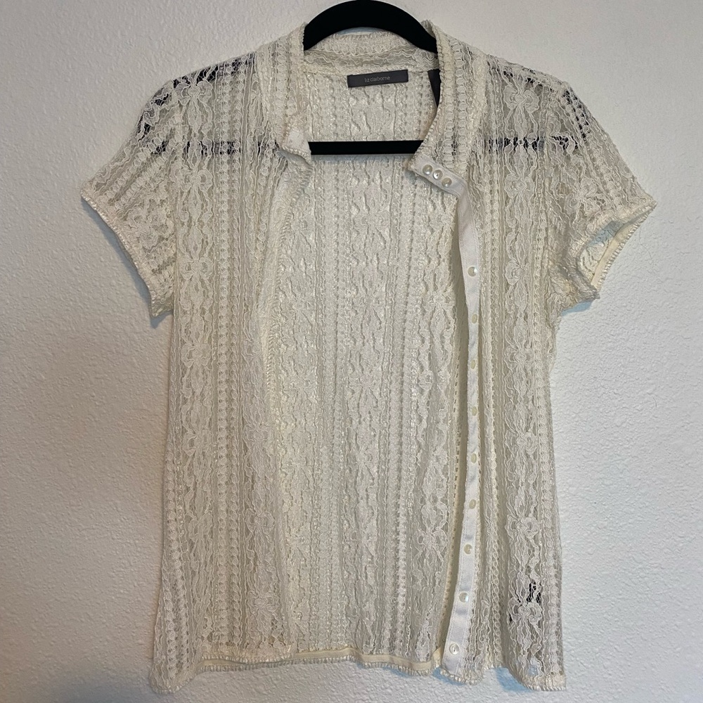 Liz Claiborne lace button up blouse
